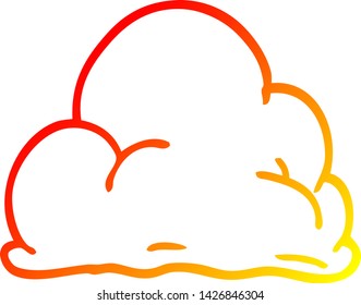 dibujo de línea de degradado cálido de una nube de tormenta de dibujos animados