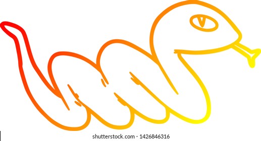 warm gradient line drawing of a cartoon slithering snake