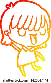 warm gradient line drawing of a cartoon woman