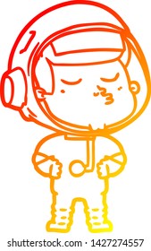 warm gradient line drawing of a cartoon confident astronaut