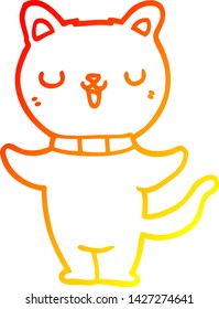 warm gradient line drawing of a cartoon cat