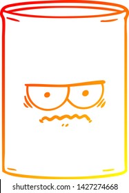 warm gradient line drawing of a cartoon oil drum