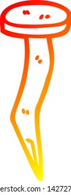 warm gradient line drawing of a cartoon iron nail