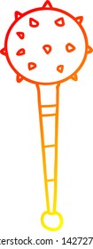 dibujo de línea de gradiente cálido de una mace medieval de caricatura