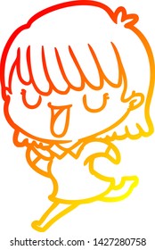 warm gradient line drawing of a cartoon woman