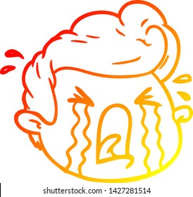 warm gradient line drawing of a cartoon crying boy