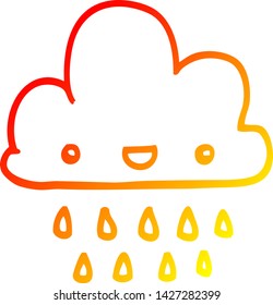 warme Farbverlauf-Linienzeichnung einer Karikaturensturmwolke