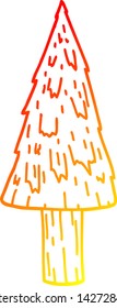 warm gradient line drawing of a cartoon christmas tree
