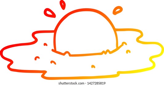 warm gradient line drawing of a cartoon fried egg