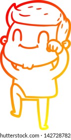 warm gradient line drawing of a cartoon friendly man