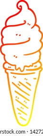 warm gradient line drawing of a cartoon ice cream
