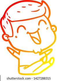 warm gradient line drawing of a cartoon man laughing