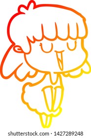 dibujo de línea de gradiente cálido de una mujer caricaturista
