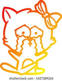 warm gradient line drawing of a cartoon cat
