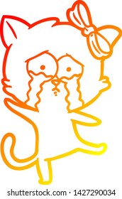warm gradient line drawing of a cartoon cat