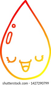 warm gradient line drawing of a cartoon raindrop