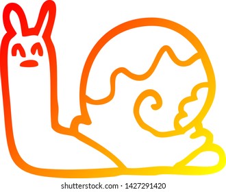 warm gradient line drawing of a cartoon snail