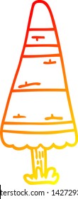 warm gradient line drawing of a cartoon christmas tree