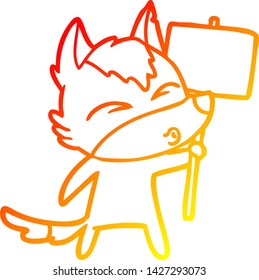 warm gradient line drawing of a cartoon wolf with protest sign