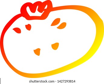 dibujo de línea de gradiente cálido de un cítrico de dibujos animados naranja
