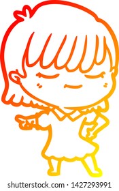 dibujo de línea de gradiente cálido de una mujer caricaturista