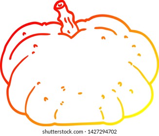 dibujo de línea de degradado cálido de una calabaza de dibujos animados