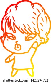warm gradient line drawing of a cartoon woman