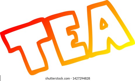 dibujo de línea de degradado cálido de una palabra de dibujos animados té