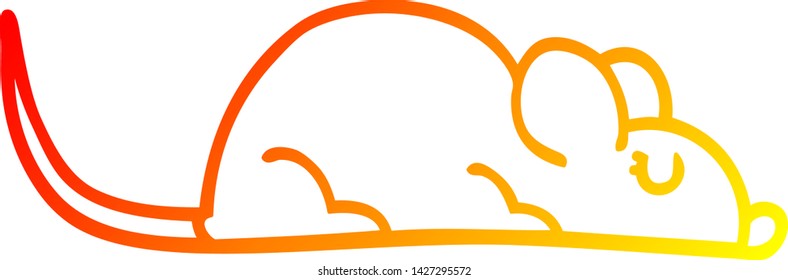 dibujo de línea de degradado cálido de un pequeño ratón de dibujos animados