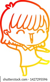 warm gradient line drawing of a cartoon woman