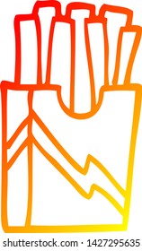 dibujo de línea de degradado cálido de una caricatura de papas fritas de comida rápida