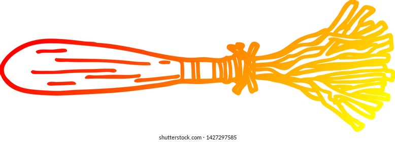 warme Farbverlauf-Linienzeichnung eines Cartoon Magic-Besensticks