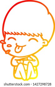 warm gradient line drawing of a cartoon rude man