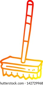 warm gradient line drawing of a cartoon sweeping brush