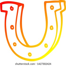 dibujo de línea de gradiente cálido de una zapata de caballo de dibujos animados