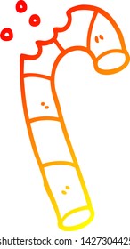 warm gradient line drawing of a cartoon xmas candy cane