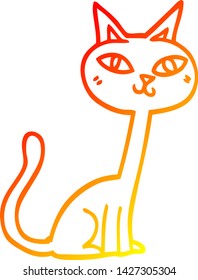 warm gradient line drawing of a cartoon cat