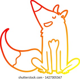 warme Farbverlauf-Linienzeichnung eines Cartoon-Fuchs