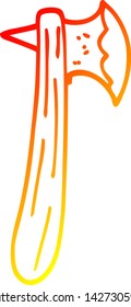 warme Farbverlauf-Linienzeichnung einer Cartoon-Axt