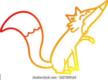 warm gradient line drawing of a cartoon fox