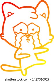 warm gradient line drawing of a cartoon cat