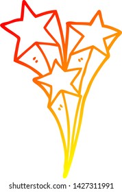 warm gradient line drawing of a cartoon shooting stars