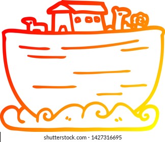 desenho de linha gradiente quente de um desenho animado noahs ark