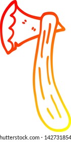 warm gradient line drawing of a cartoon axe