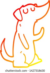 dibujo de línea de degradado cálido de un perro de dibujos animados