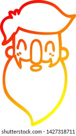 warm gradient line drawing of a cartoon bearded man