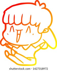 warm gradient line drawing of a cartoon woman