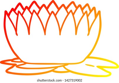 warm gradient line drawing of a cartoon waterlily