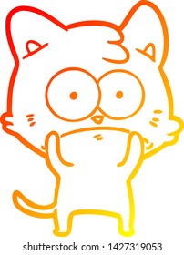 dibujo de línea de gradiente cálido de un gato nervioso