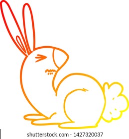 warm gradient line drawing of a cartoon annoyed rabbit